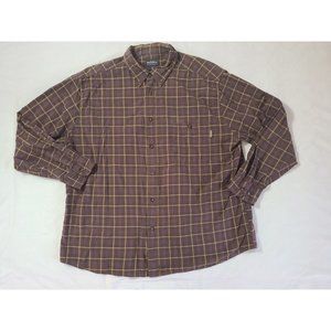 Men's WOOLRICH Brown Plaid Flannel Shirt size 2XL Button Front